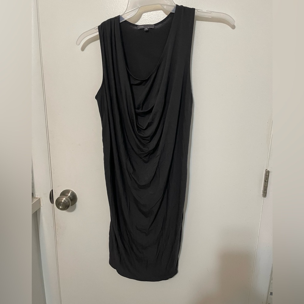 Vince Dark gray sleeveless midi T shirt Dress with slouchy Neckline size M